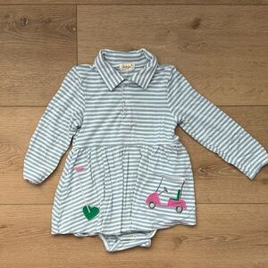 Tullabee Striped Polo Baby Dress with Bodysuit with Golf Appliqués